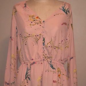 Worthington pink floral peplum blouse
